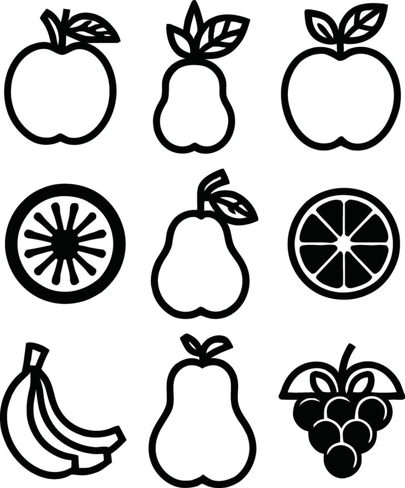 Clean Fruit Icon Collection for Digital Use vector