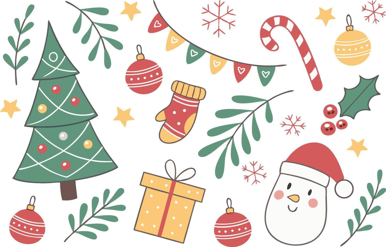 Cheerful Christmas Clipart Pack for Cards and Crafts vector