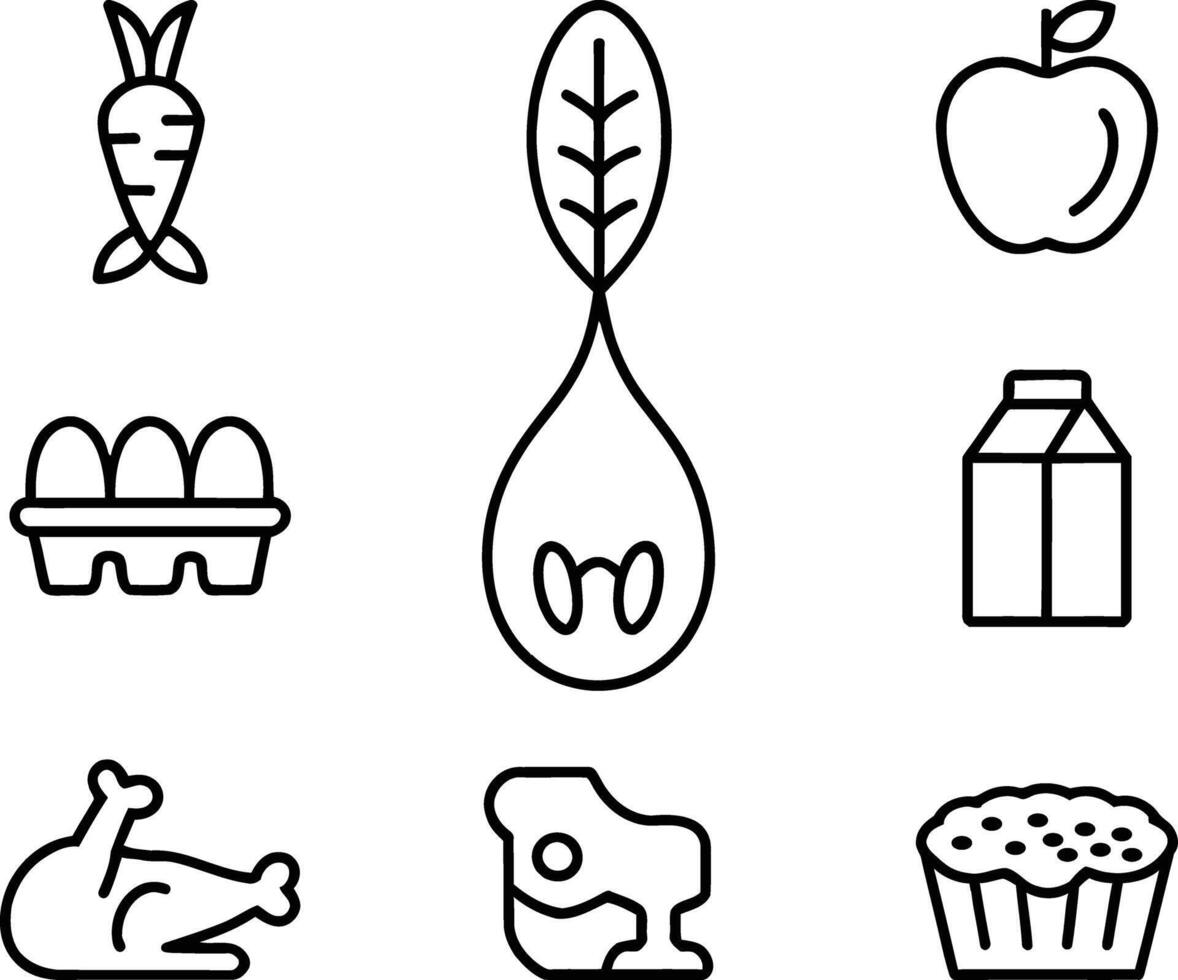 Clean Food Icons for Menu and Recipe Graphics vector