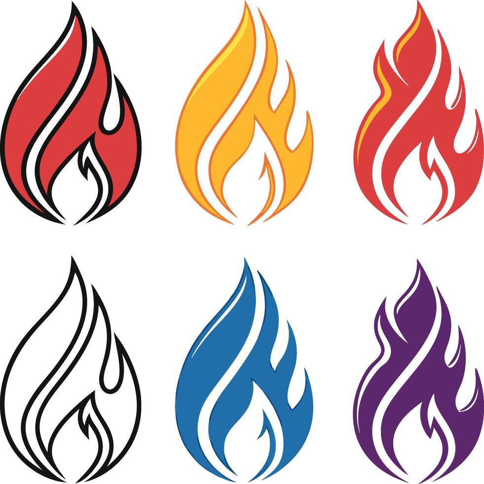 Fire Icons for Design and Branding vector