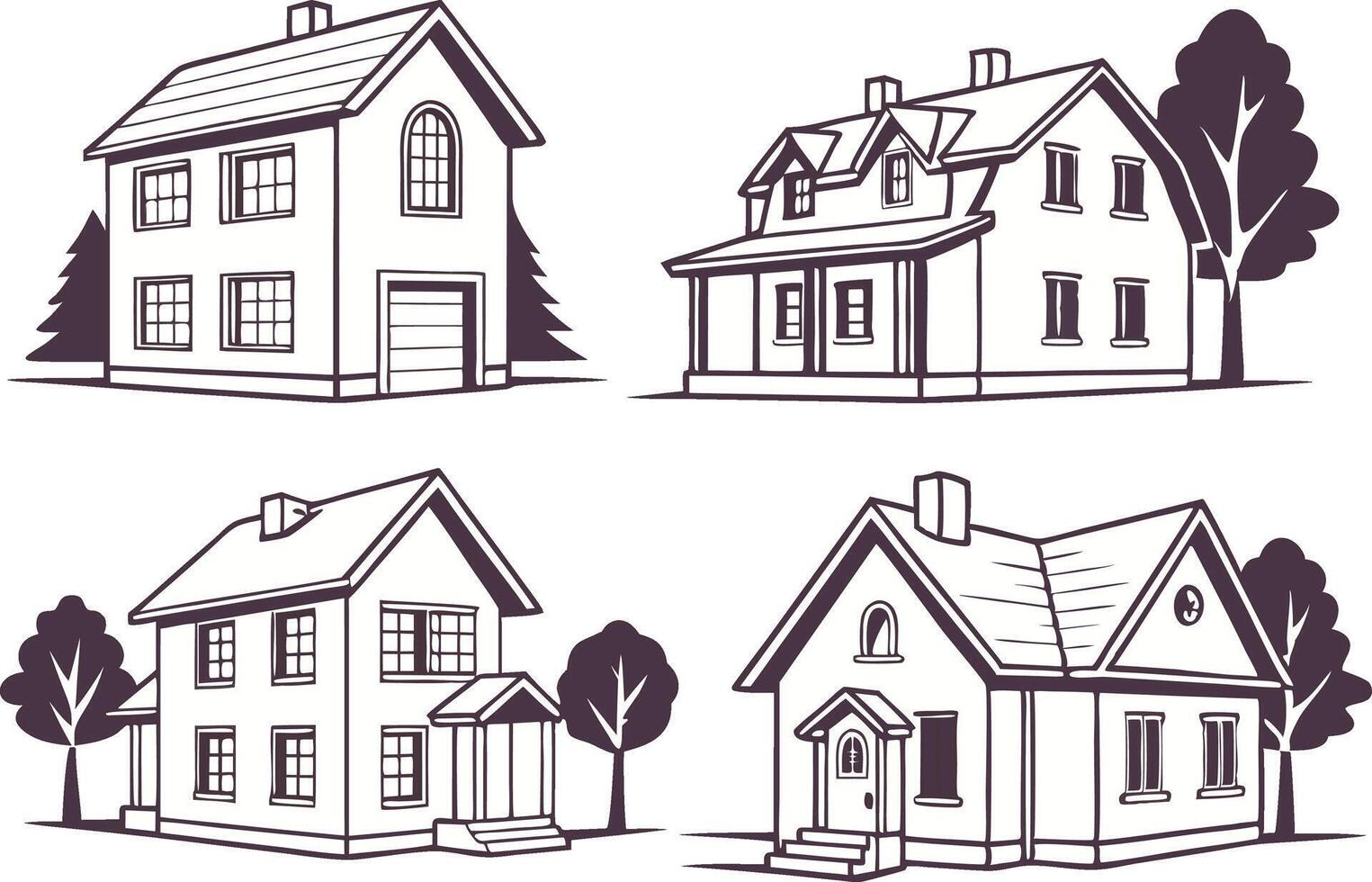 High-Quality House Illustrations for Architecture and Home Services vector