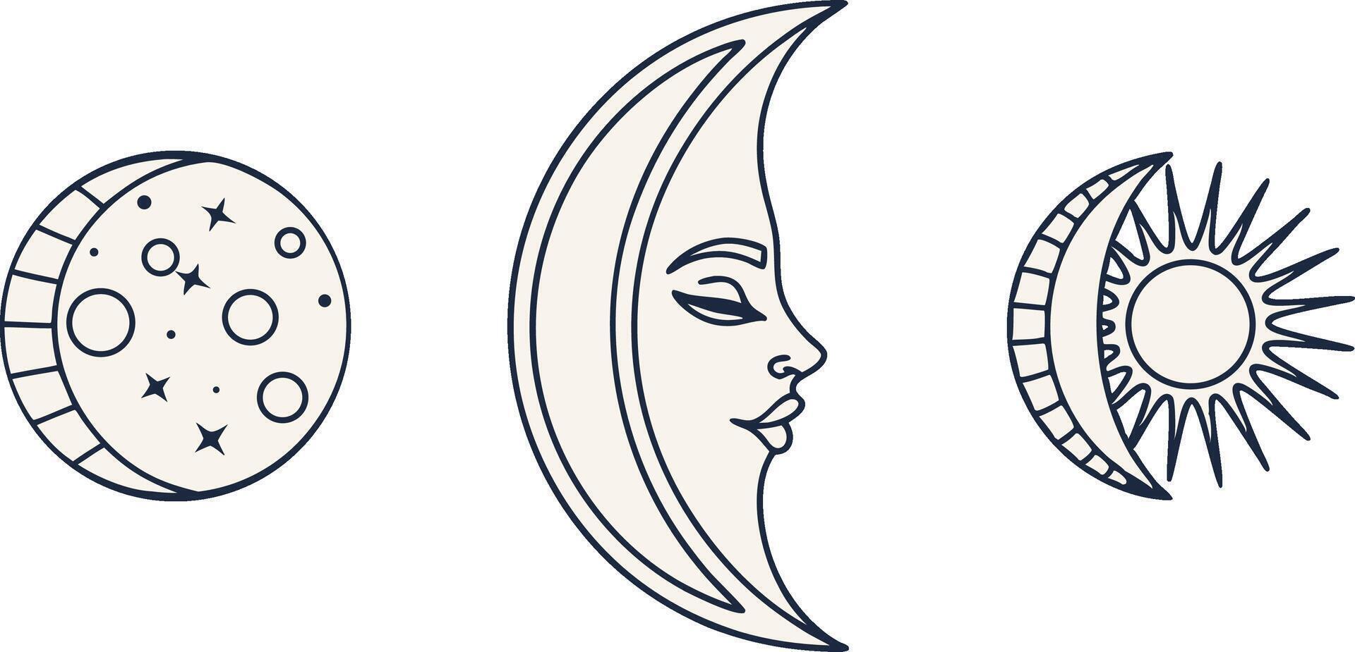 Creative Moon Illustrations for Print on Demand Products vector