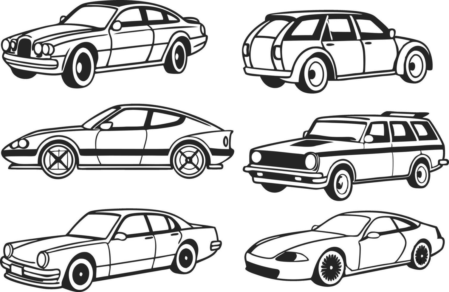 Colorful Car Illustrations for Digital Design vector