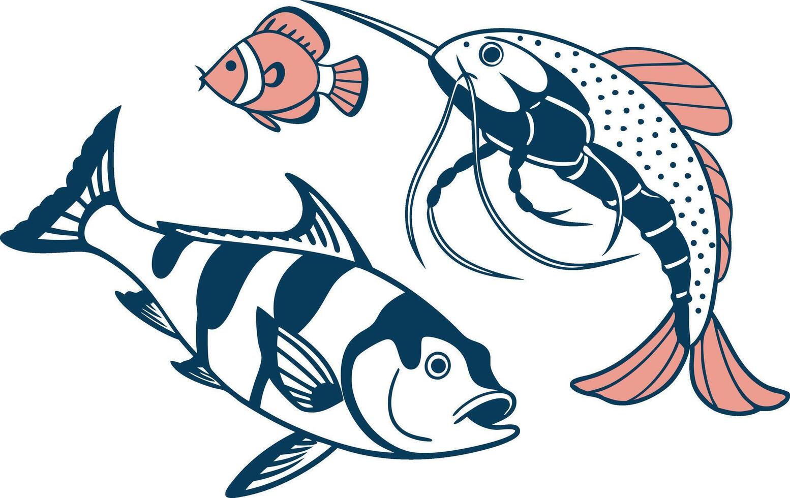 Creative Fish Illustrations for Print on Demand Designs vector