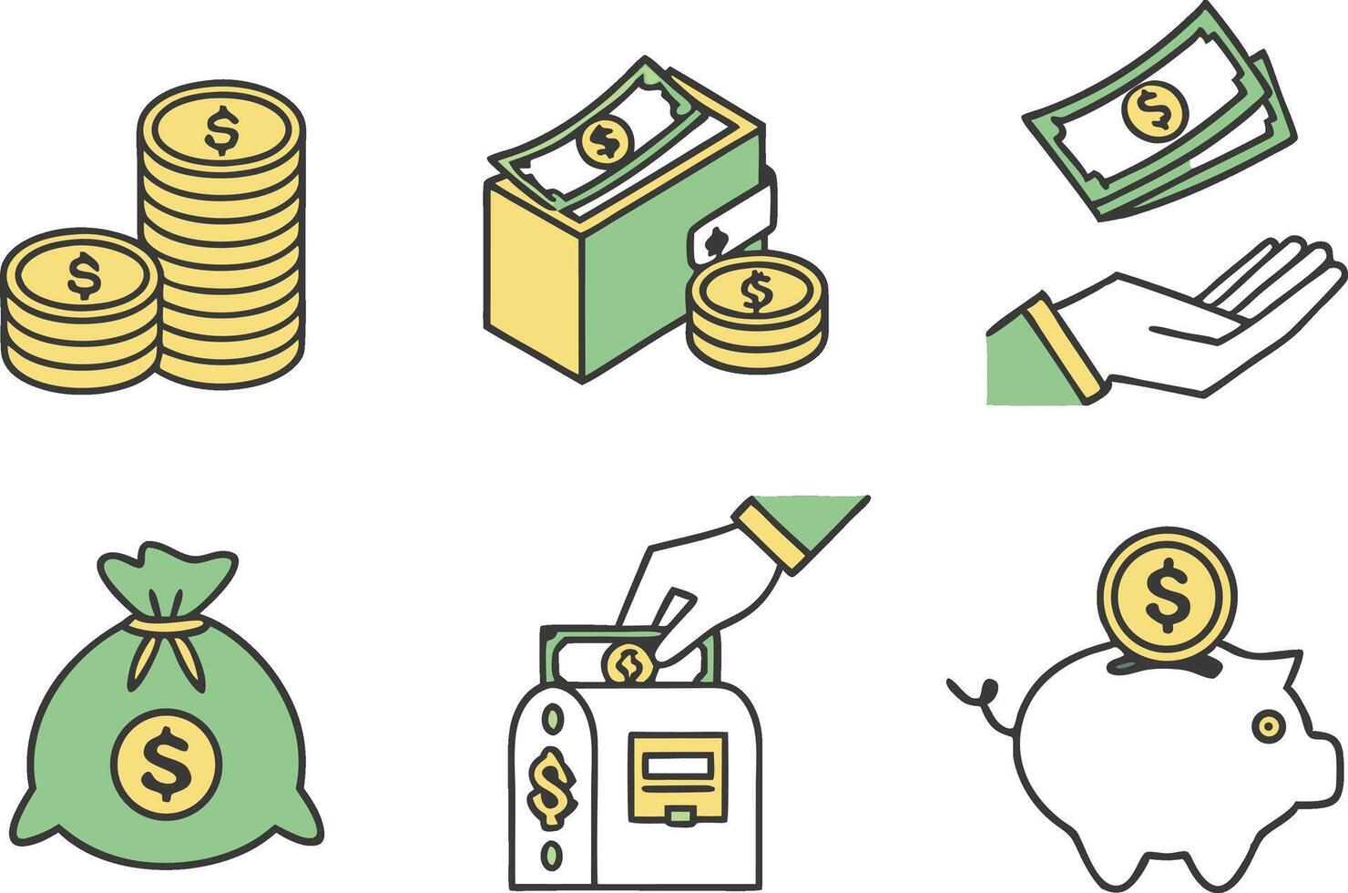 Clean Money Icons for Apps and Presentations vector