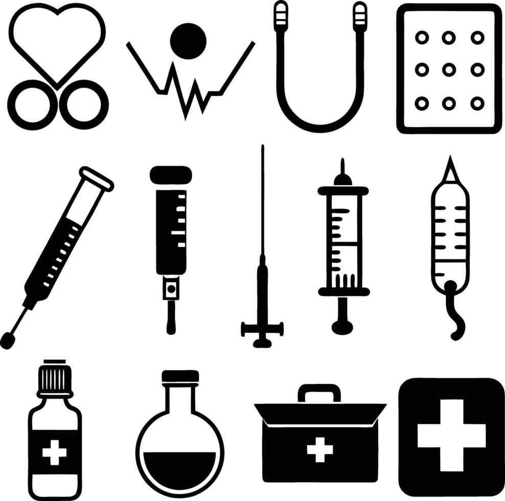 Isolated Medical Devices Icons for Health Projects vector
