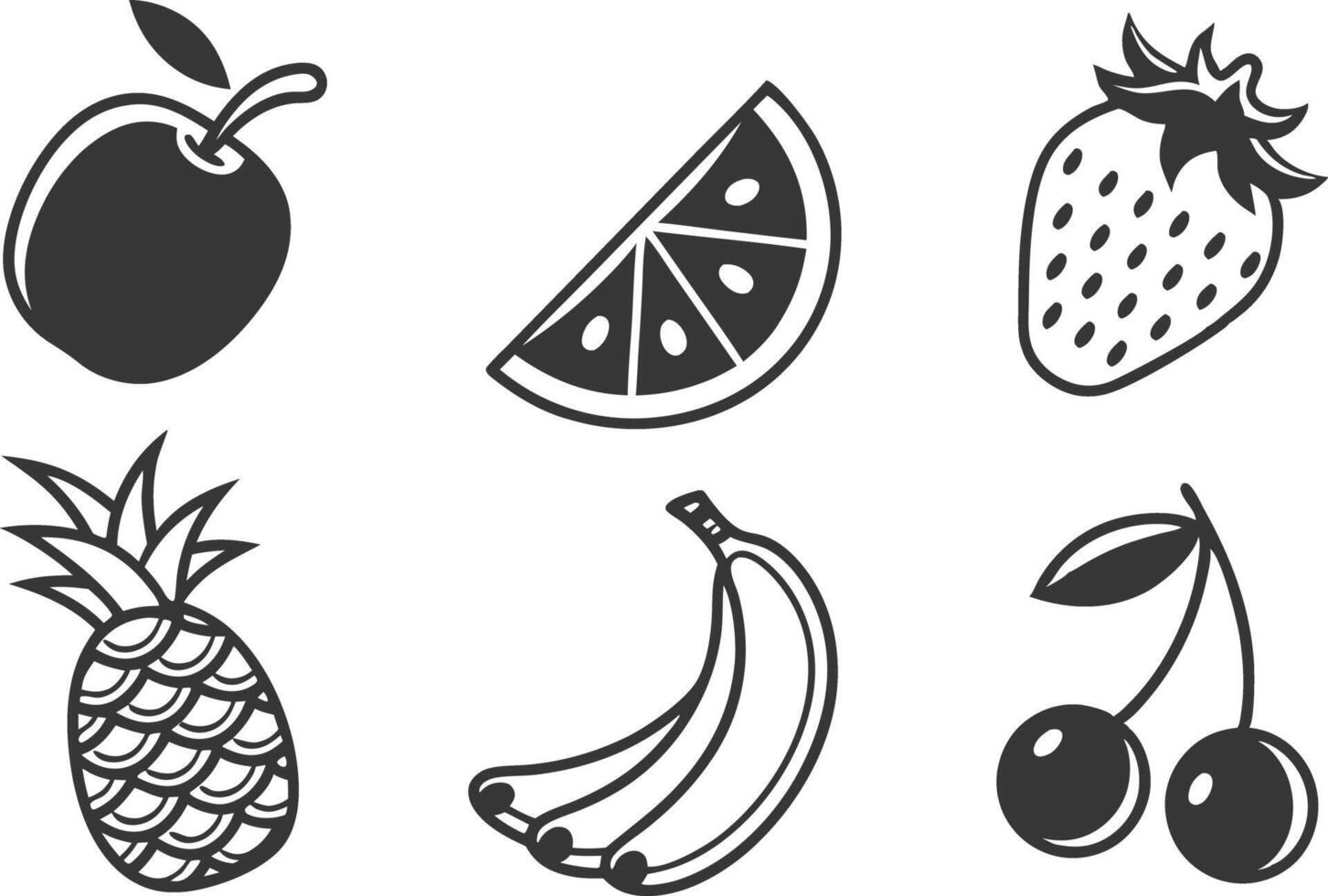 Colorful Fruits Icon Set vector