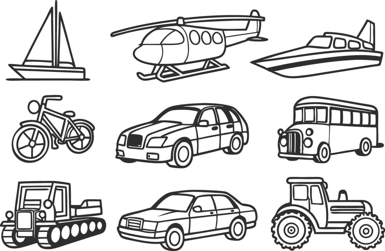 Flat Style Vehicle Art Set vector