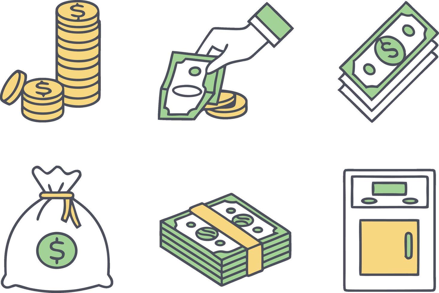 Flat Money and Finance Icons for Digital Use vector