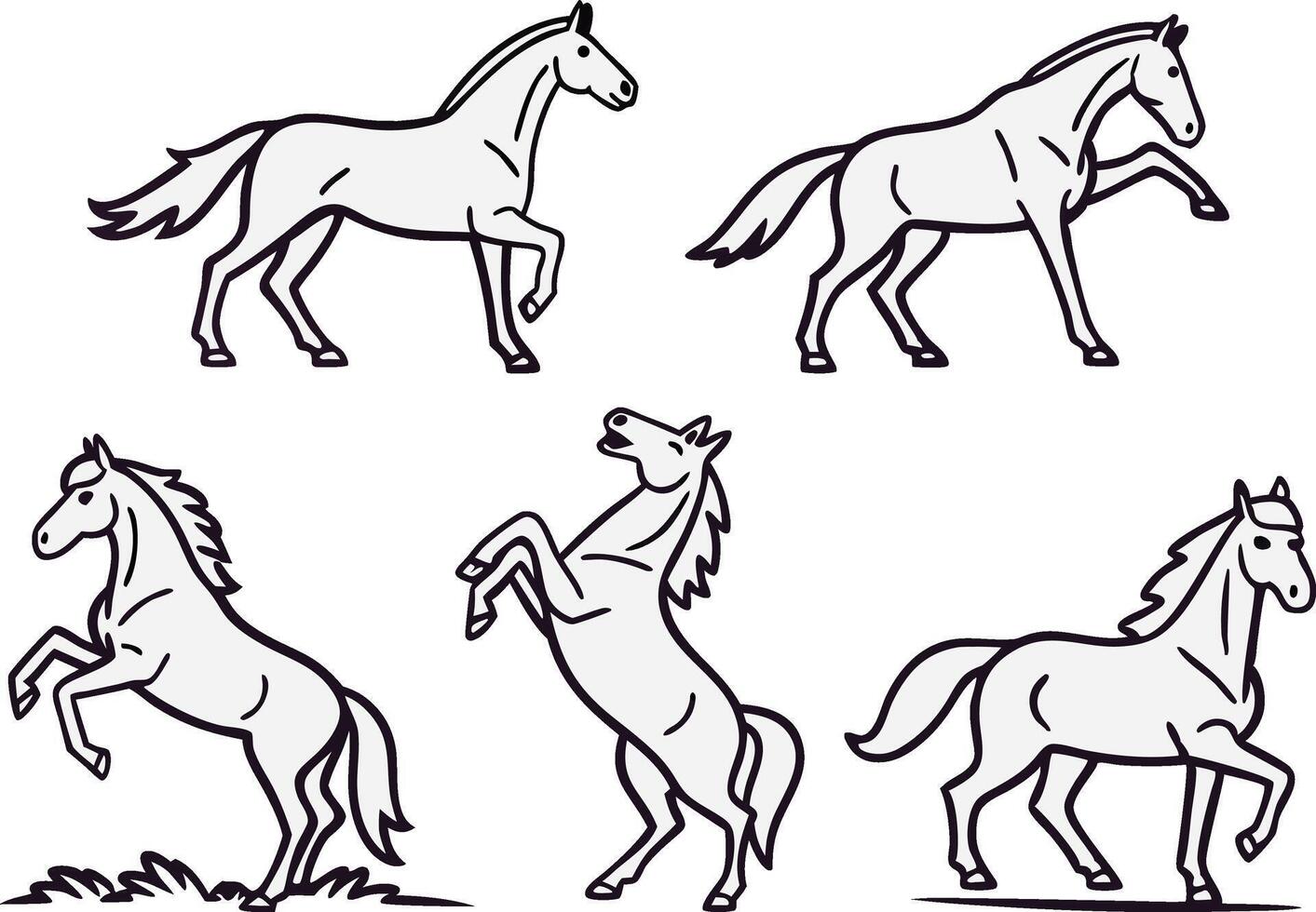 Minimal Horse Drawing Set for Creative Projects vector