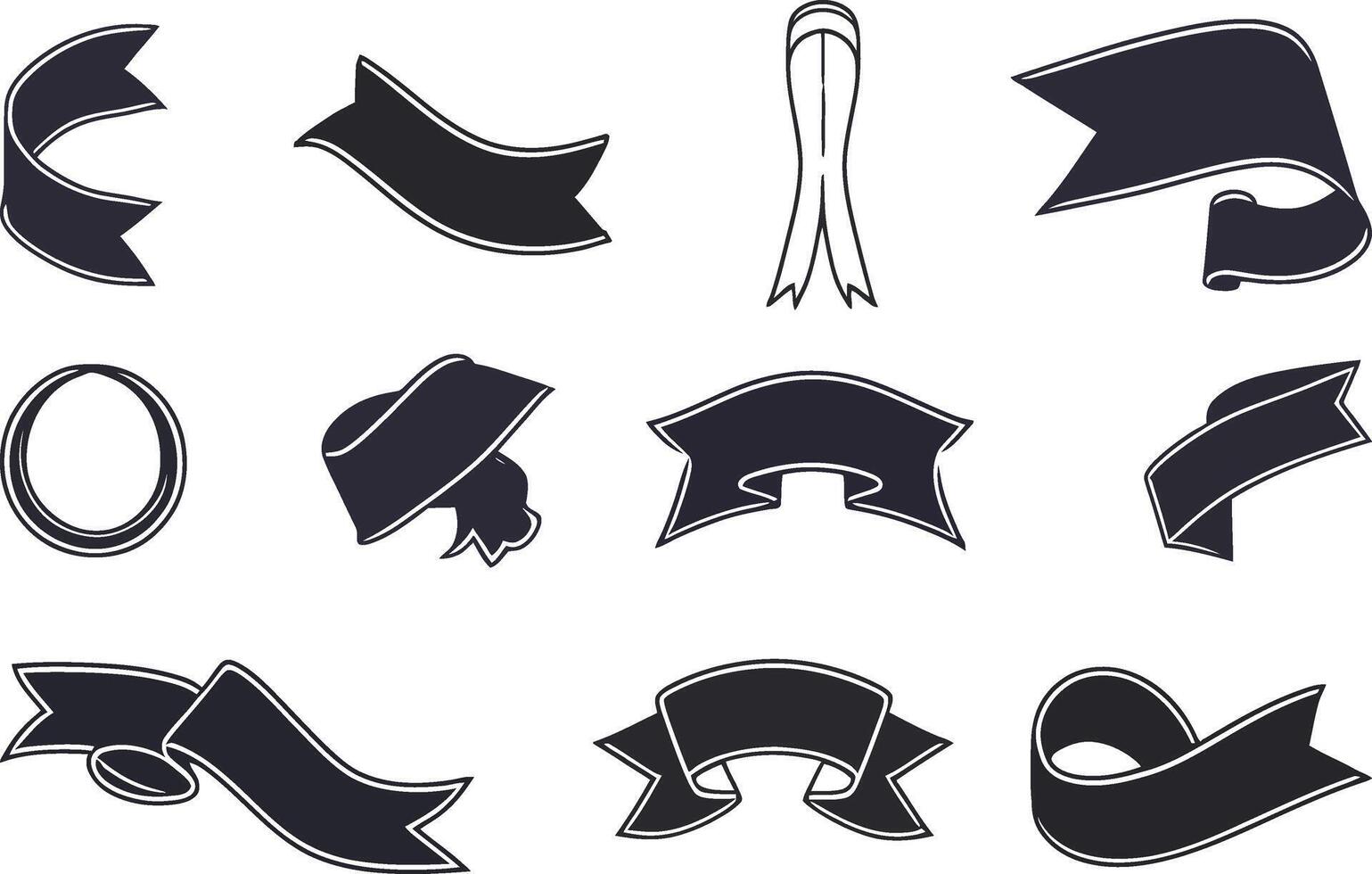 Elegant Black Ribbons for Graphic and Web Use vector