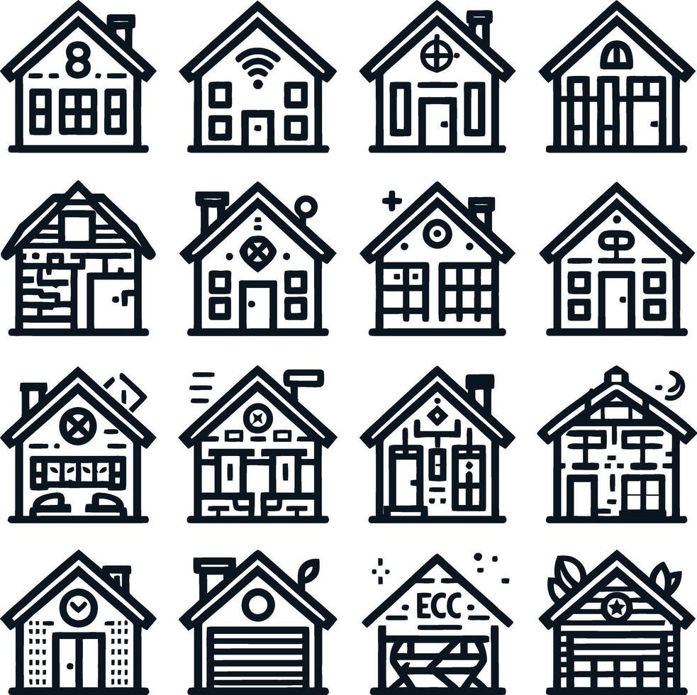 Minimalist House Icon Set for Modern Design vector