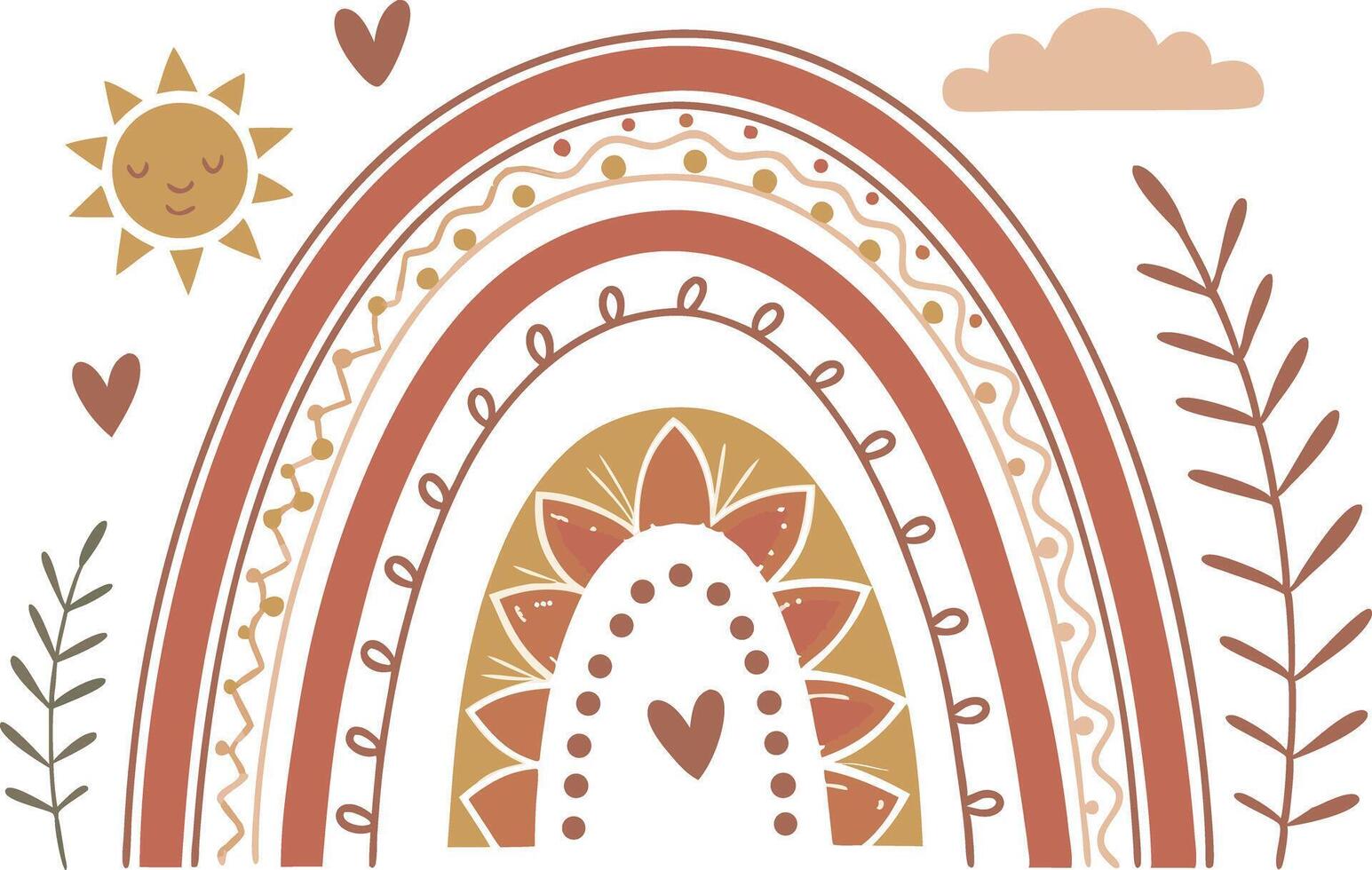 Boho Rainbow Clipart Bundle for Nursery and Baby Decor vector