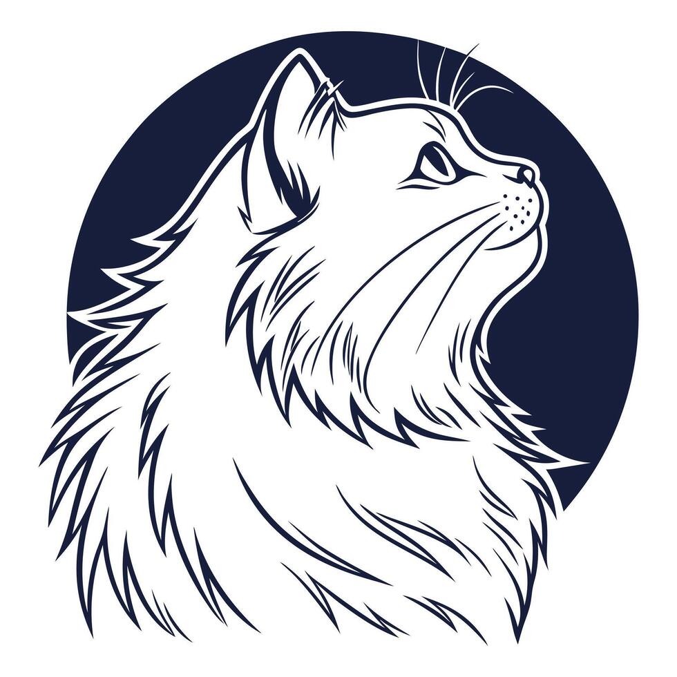 Cute Persian Cat Drawing in High Quality vector