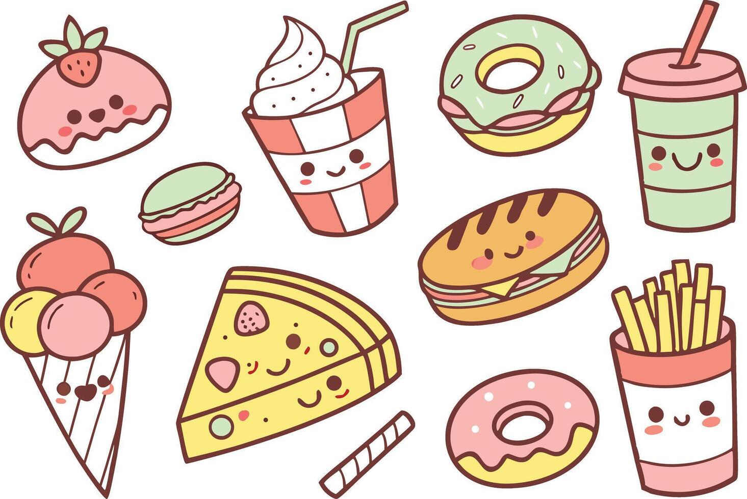Smiling Food Doodle Clipart for Fun Crafts vector