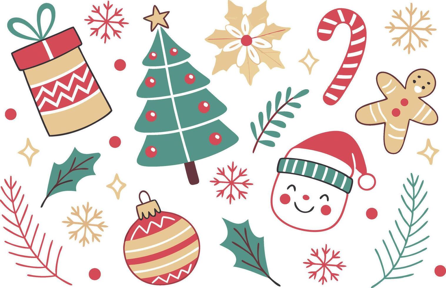 Festive Christmas Clipart Bundle with Gifts Trees and Ornaments vector