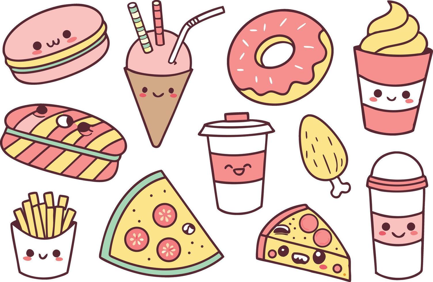 Fun Food Faces Clipart for Journals vector