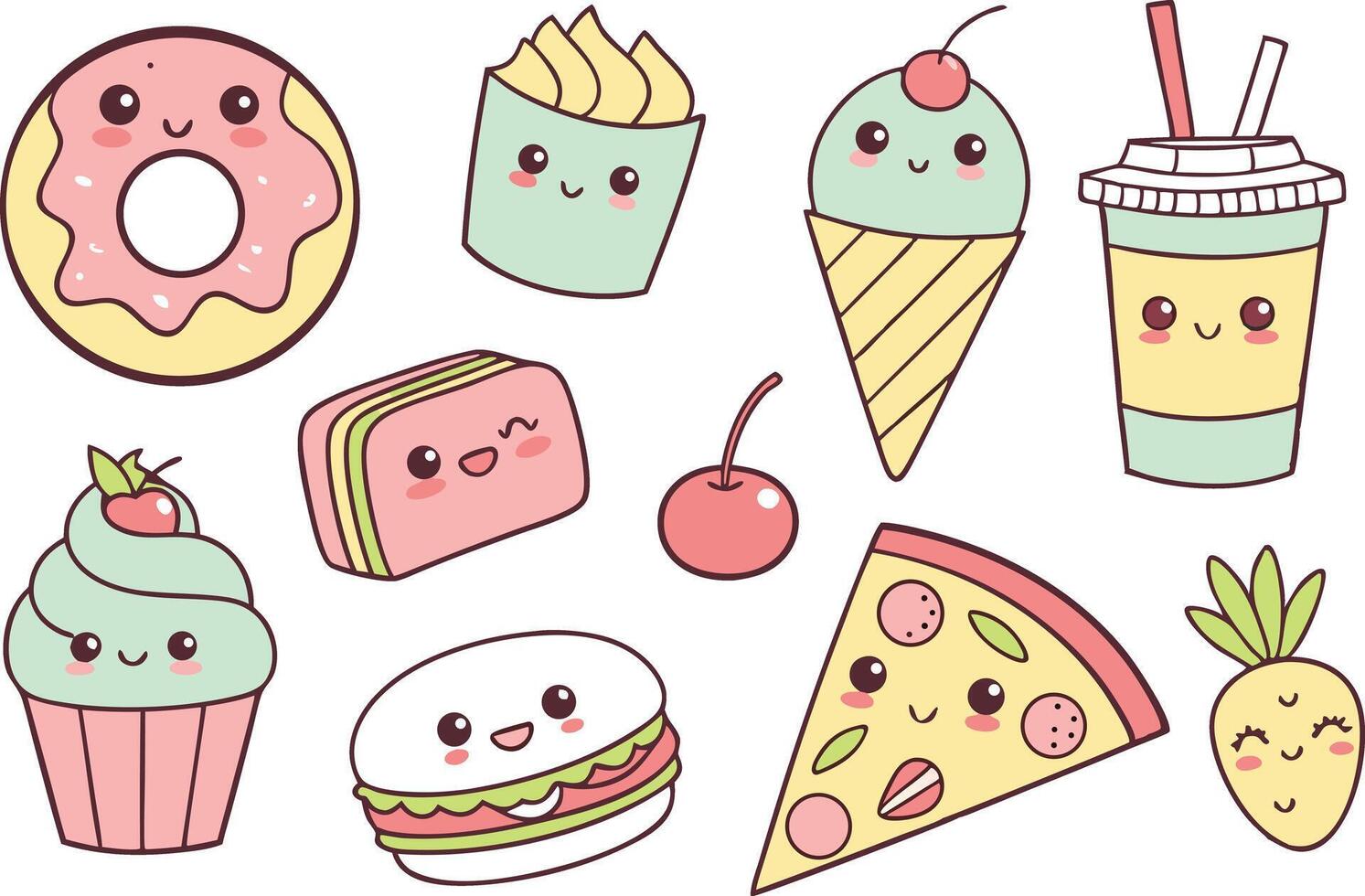 Cute Bento Box and Treat Clipart Set vector