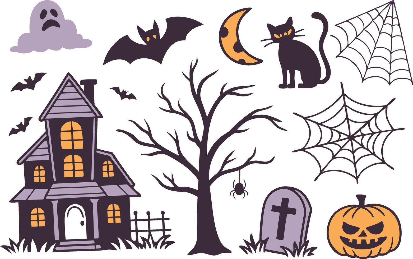 Creepy Halloween Clipart Bundle for Invitations and Scrapbooking vector