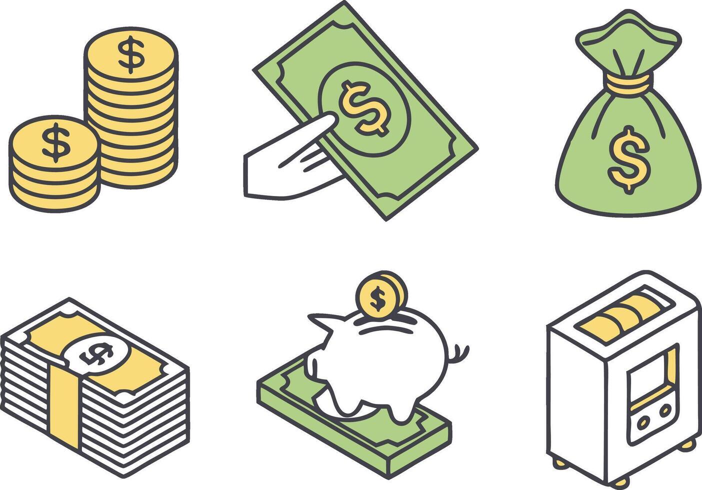 Money Icon Set for Finance and Business Projects vector