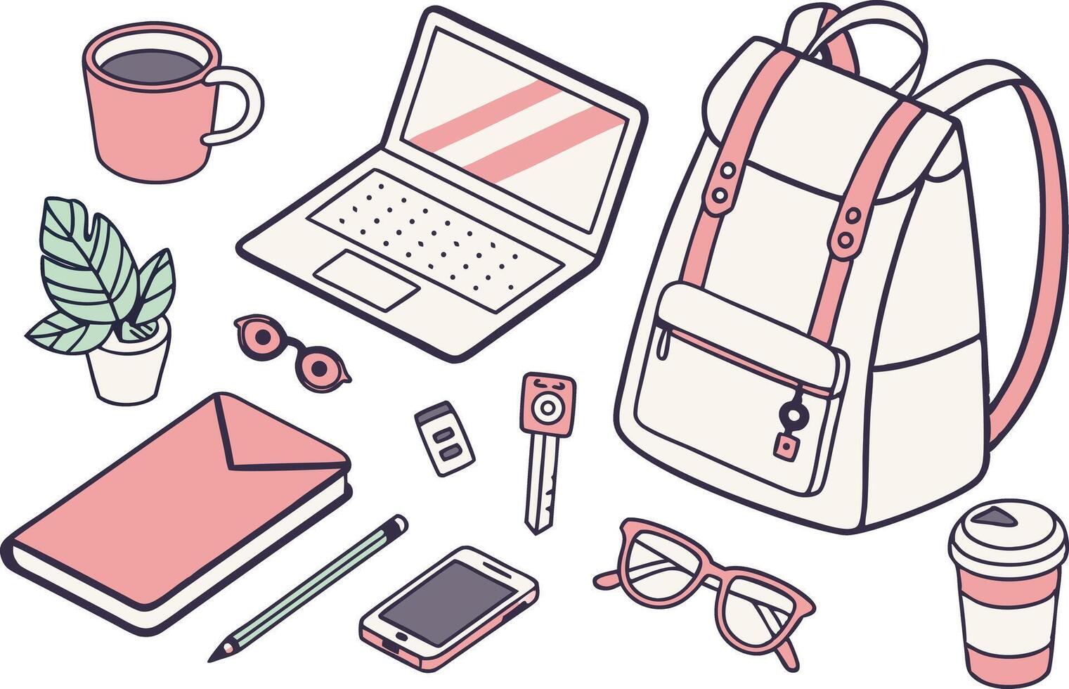 Everyday Essentials Clipart Set in Multiple Styles vector