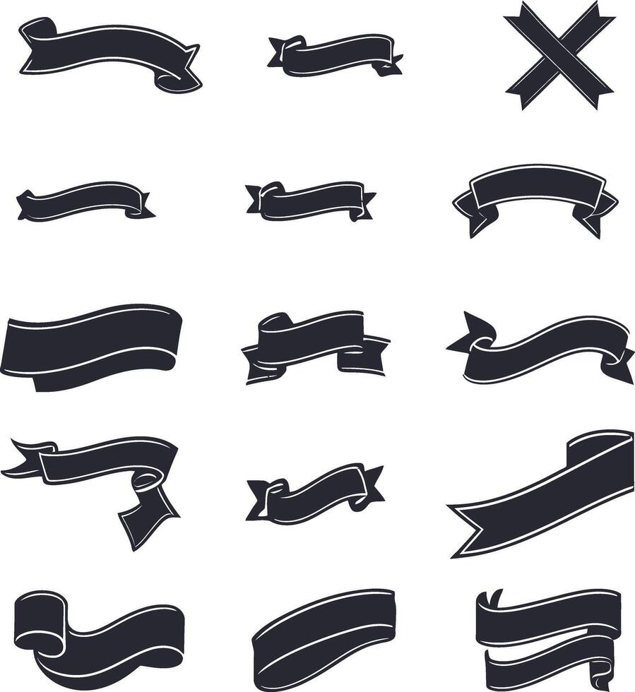 Black Ribbon Set for Memorial and Awareness Design vector