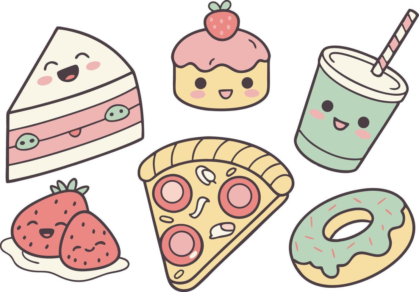 Kawaii Dessert Clipart for Printable Projects vector