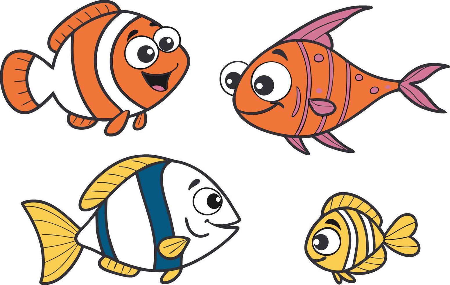 Fun Cartoon Fish Designs with Tropical Ocean Vibes vector