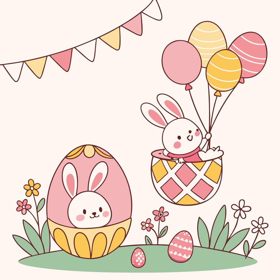 Happy Easter Bunny and Egg Design for Kids vector