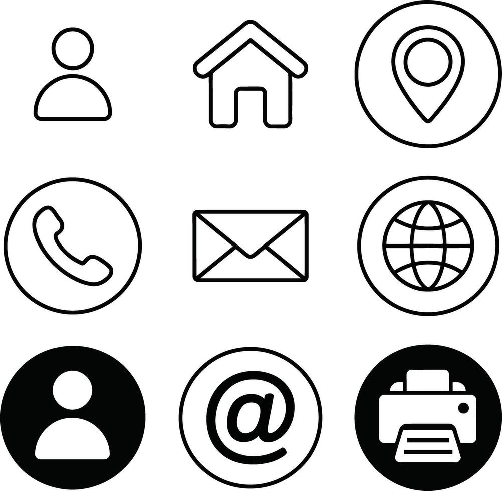 Minimal Contact Icons for App and Interface vector