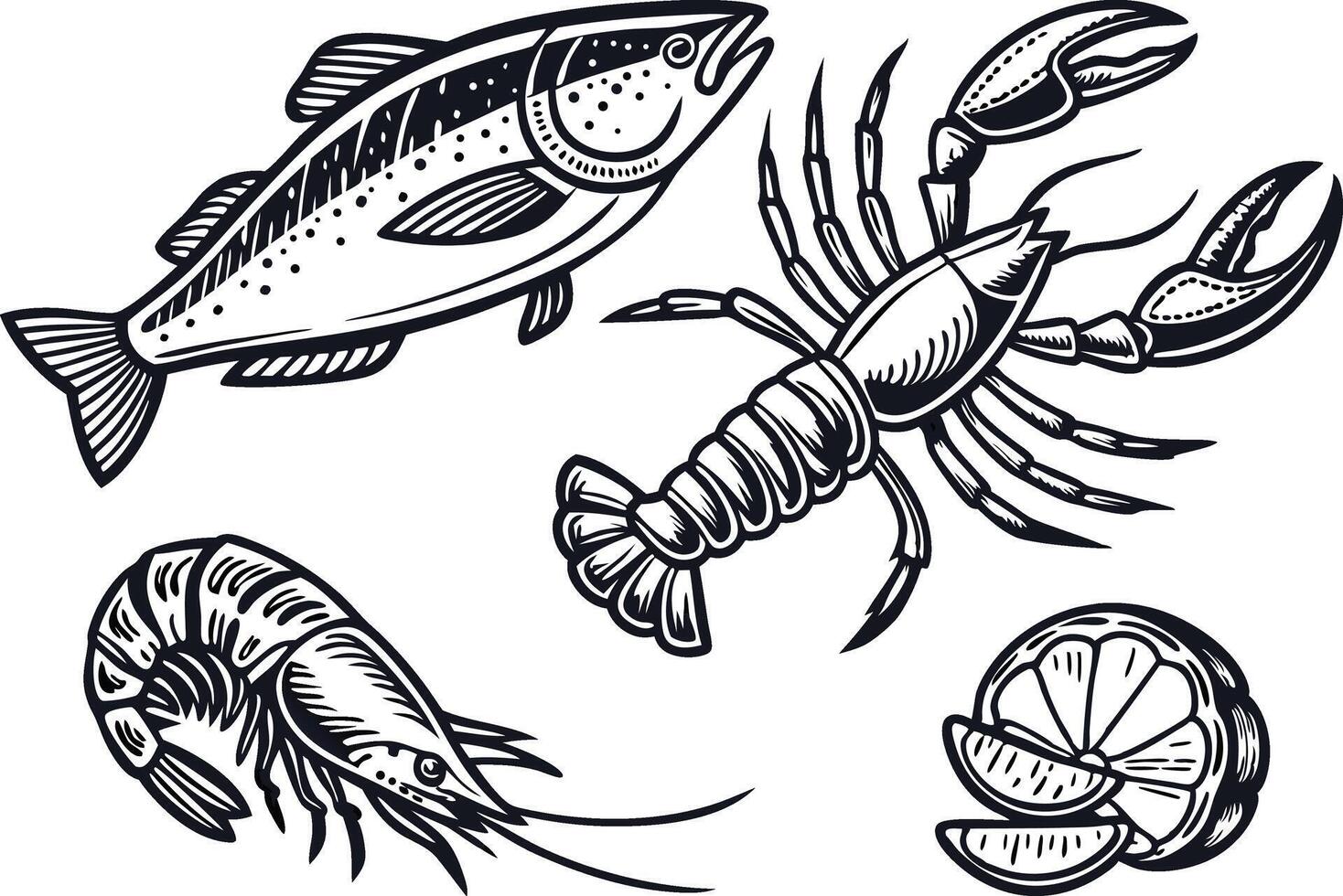 Black Fish Silhouettes for Logo and Branding Design vector