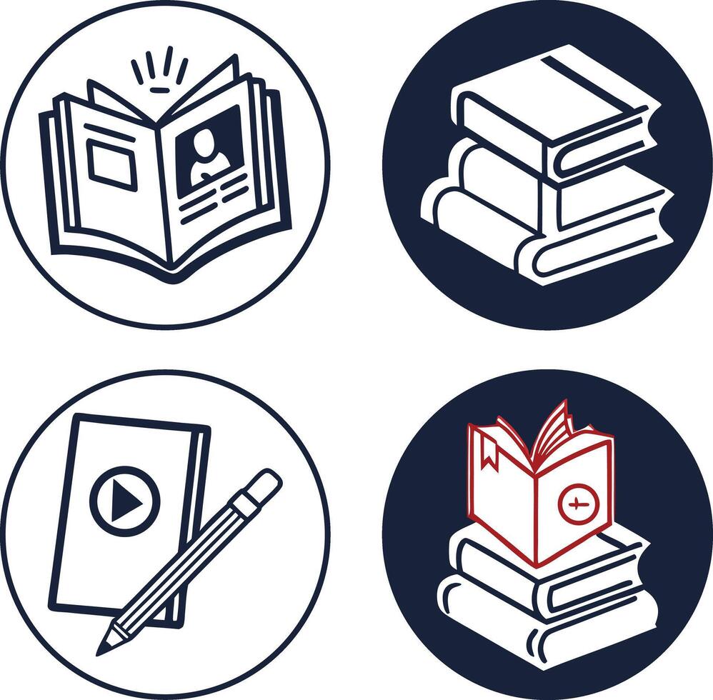 Book Icons for Online Learning and Education vector