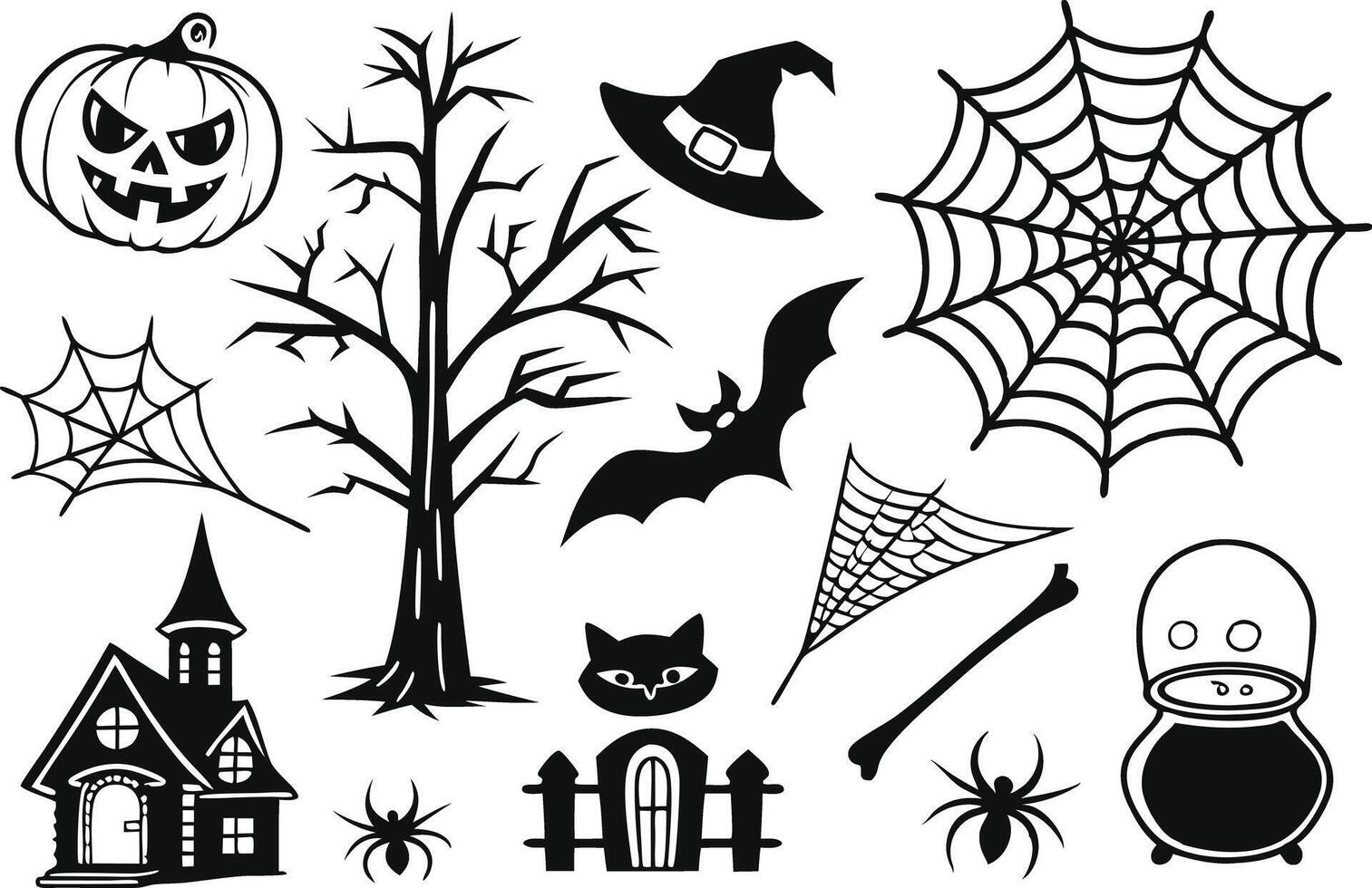 Halloween Elements Bundle in Spooky Style vector