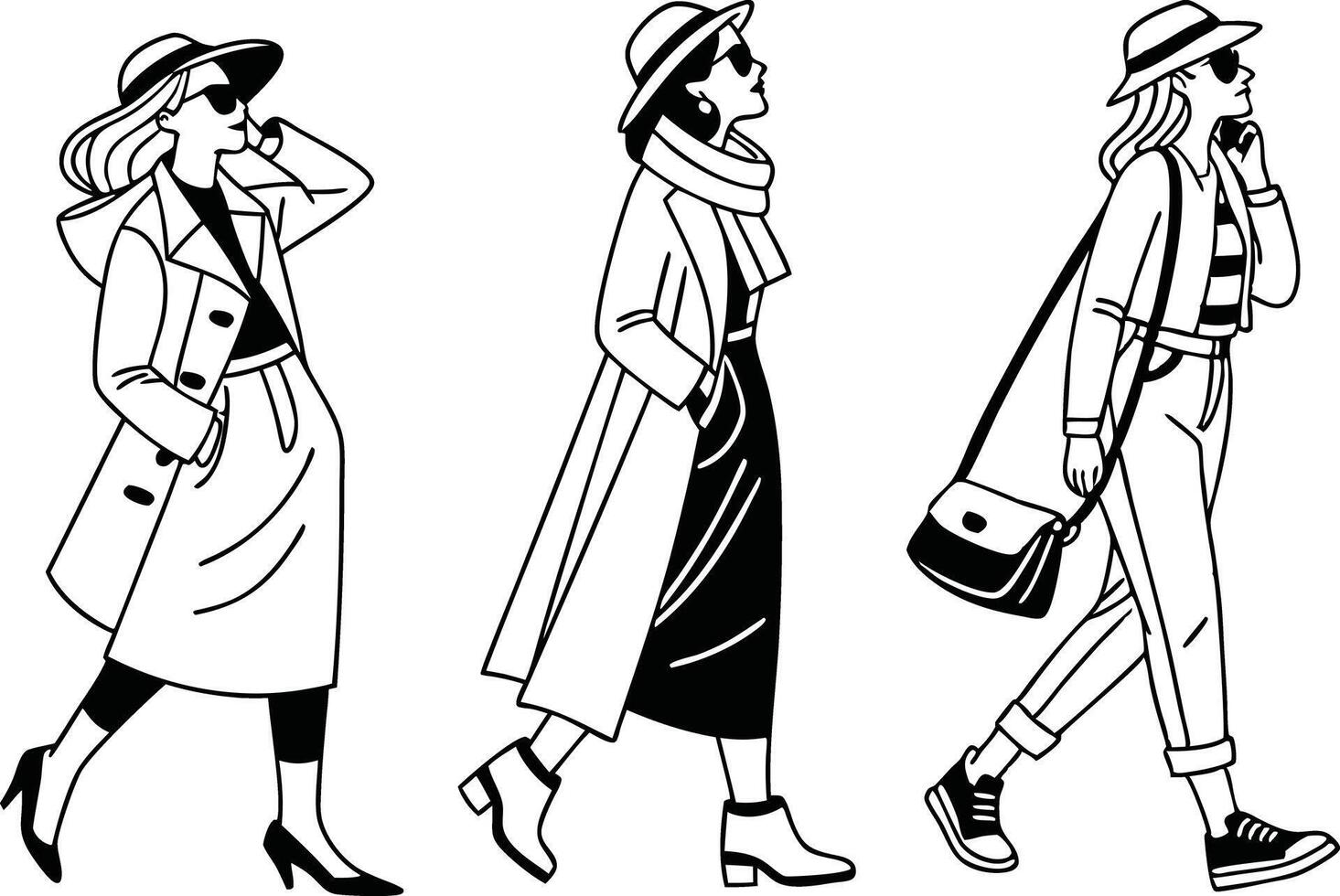 Trendy Fashion Girl Clipart Collection for Projects vector