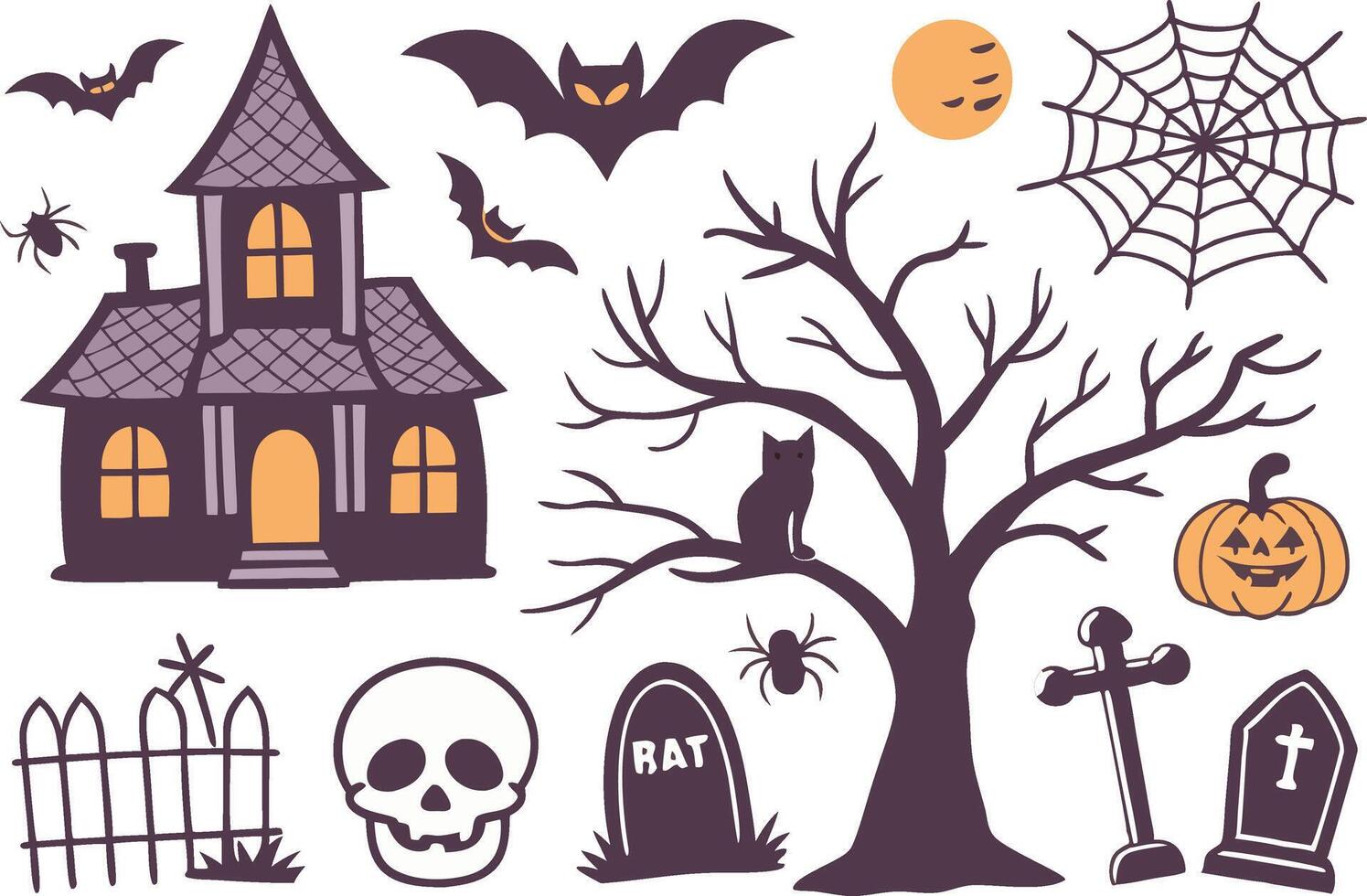 Spooky Halloween Clipart Collection for Digital Designs vector
