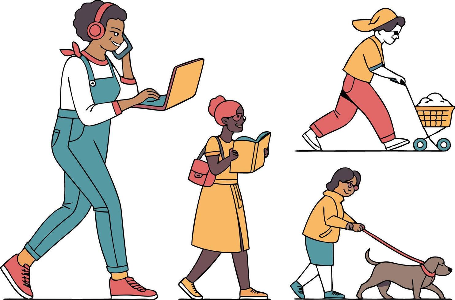 Unique Character Illustrations for Designers vector
