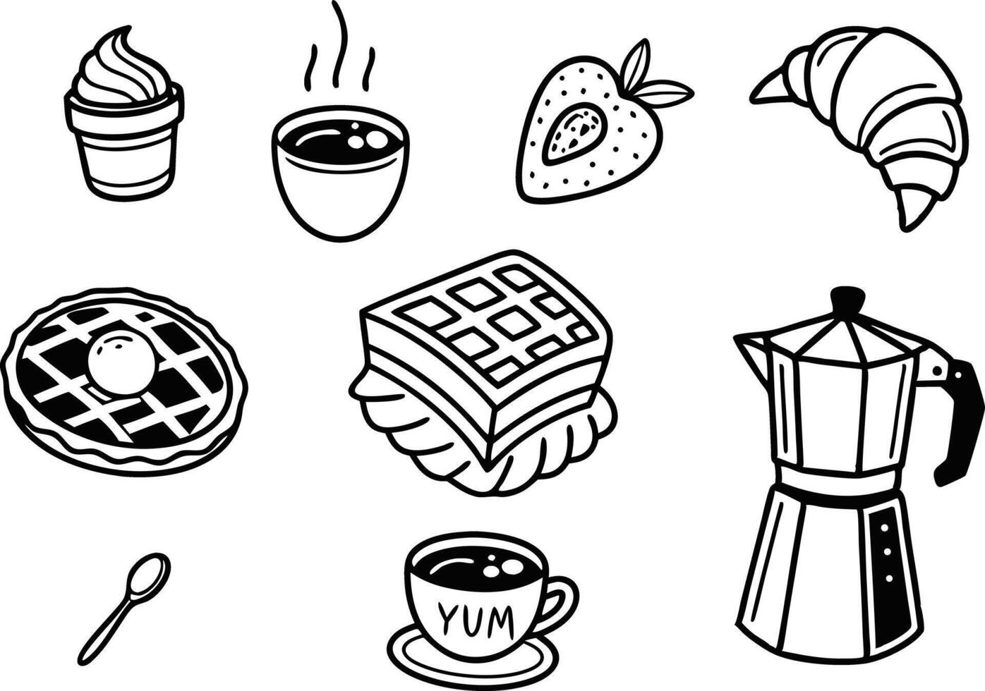 Coffee and Breakfast Doodles for Stickers and Printable vector
