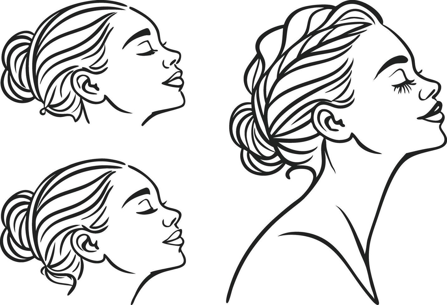 Line Art Faces Bundle with Simple Minimal Style vector