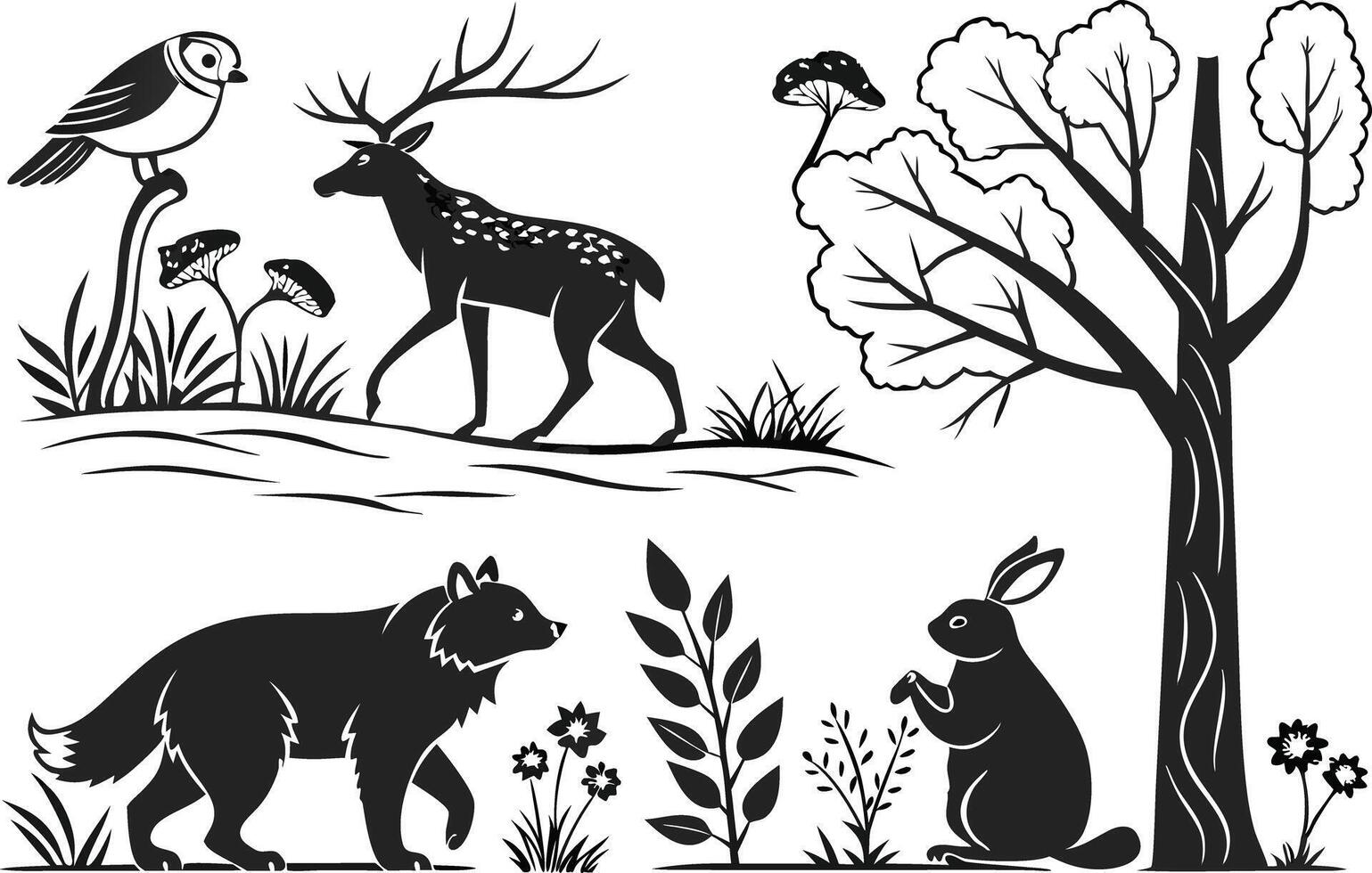 Woodland Animals Clipart for Craft and Design Projects vector