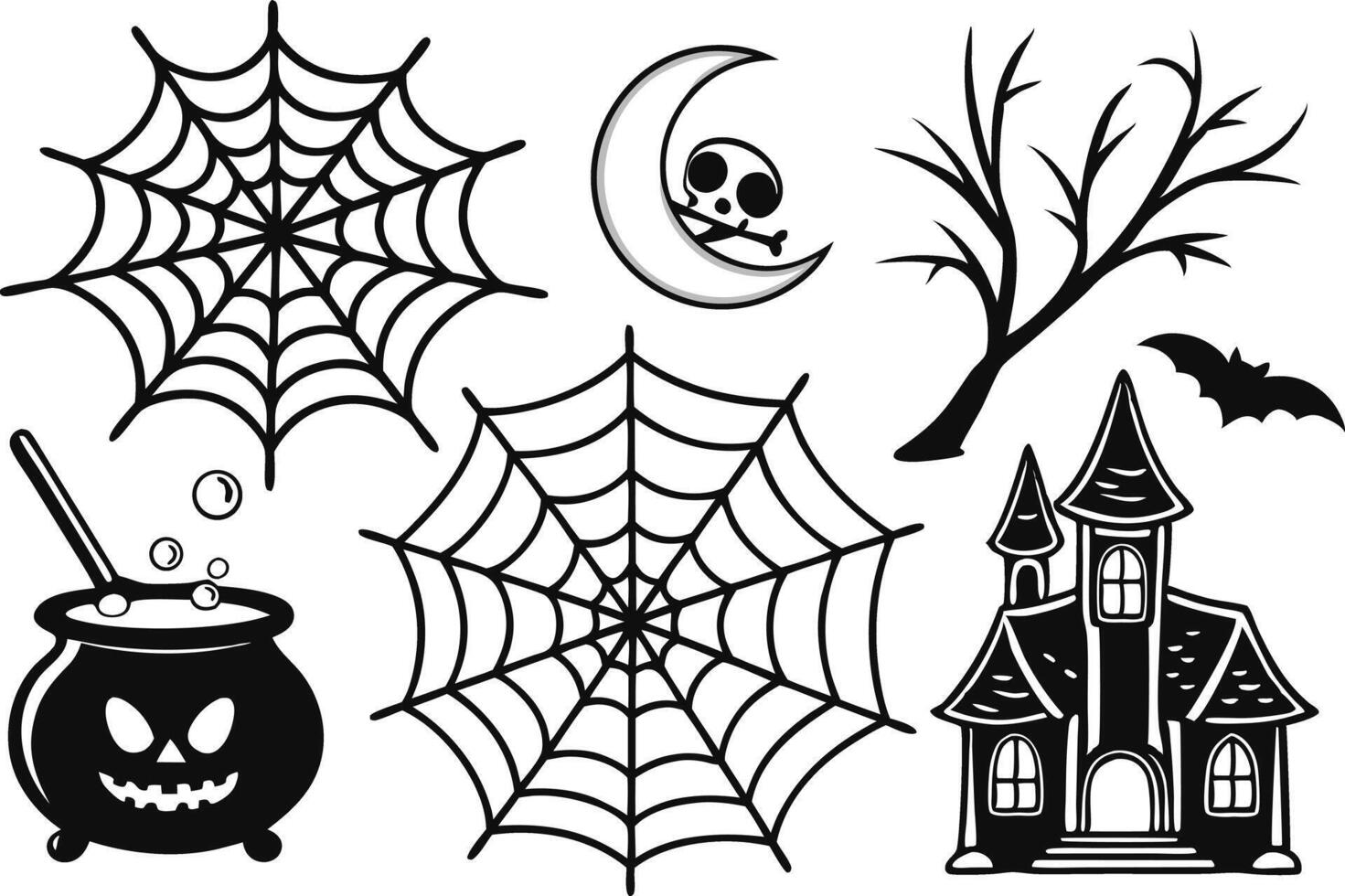 Creepy Spooky Halloween Elements Clipart Set vector