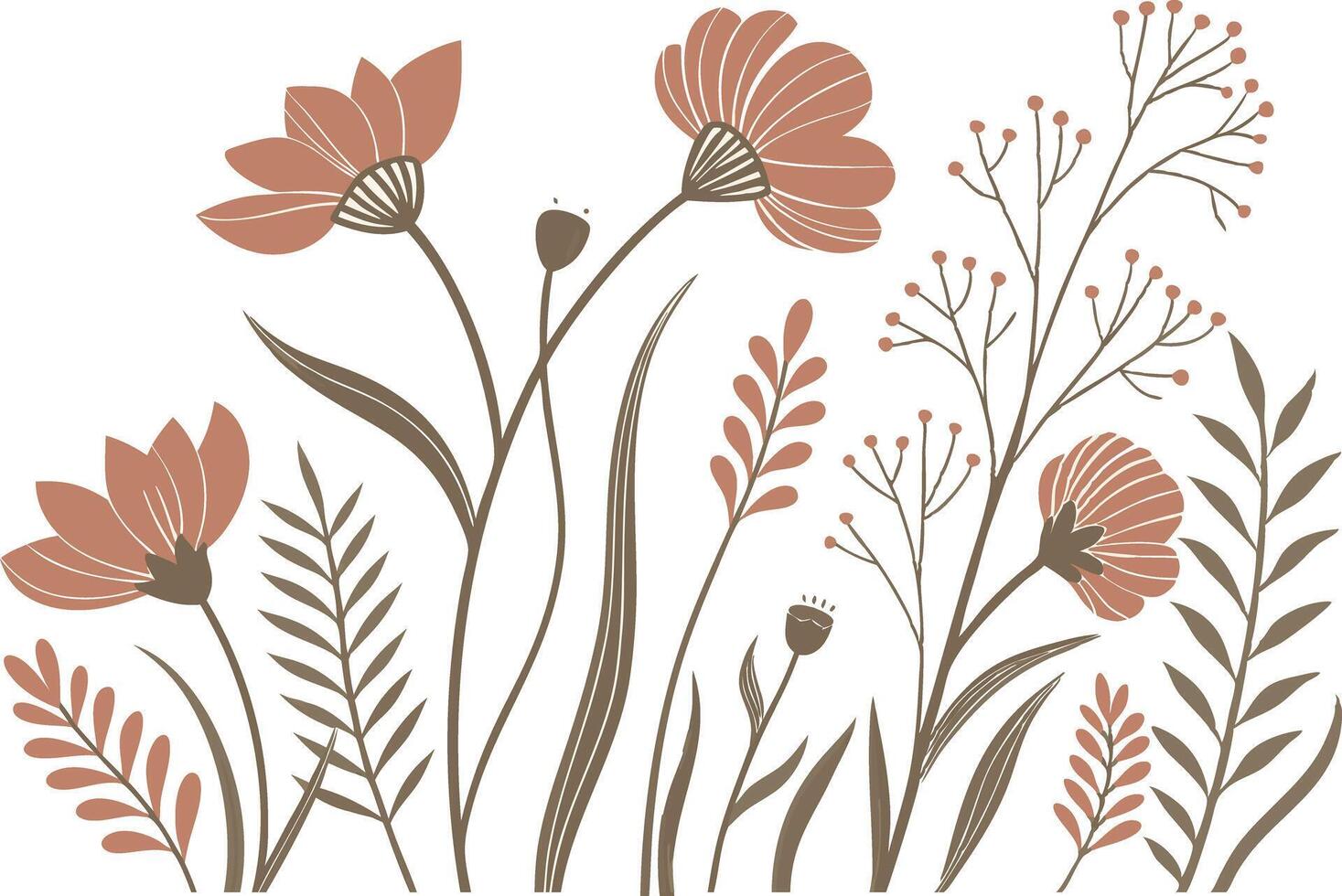 Boho Wildflower Clipart Set for Invitations vector