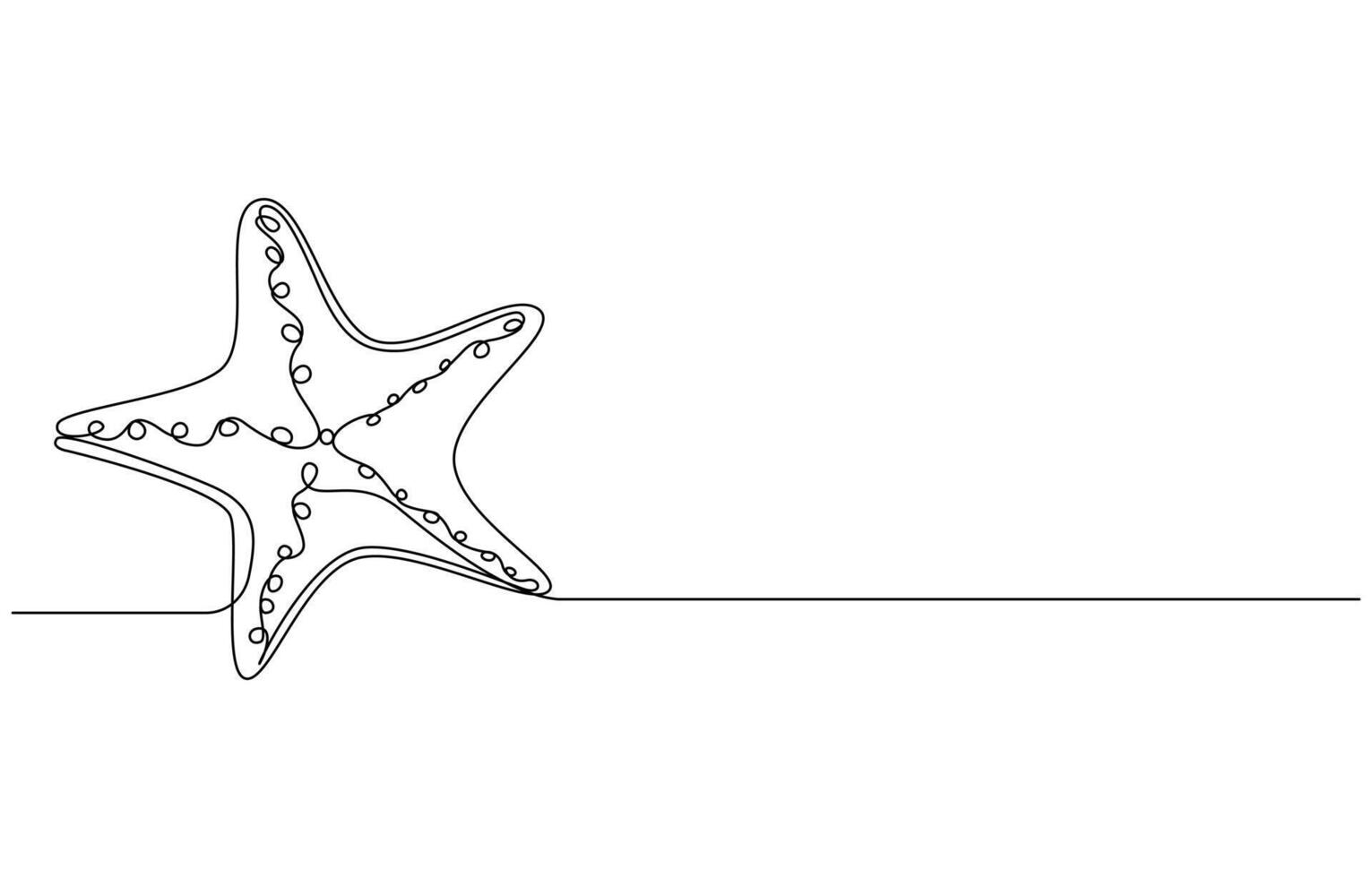 Simple Linear Starfish line art draw vector