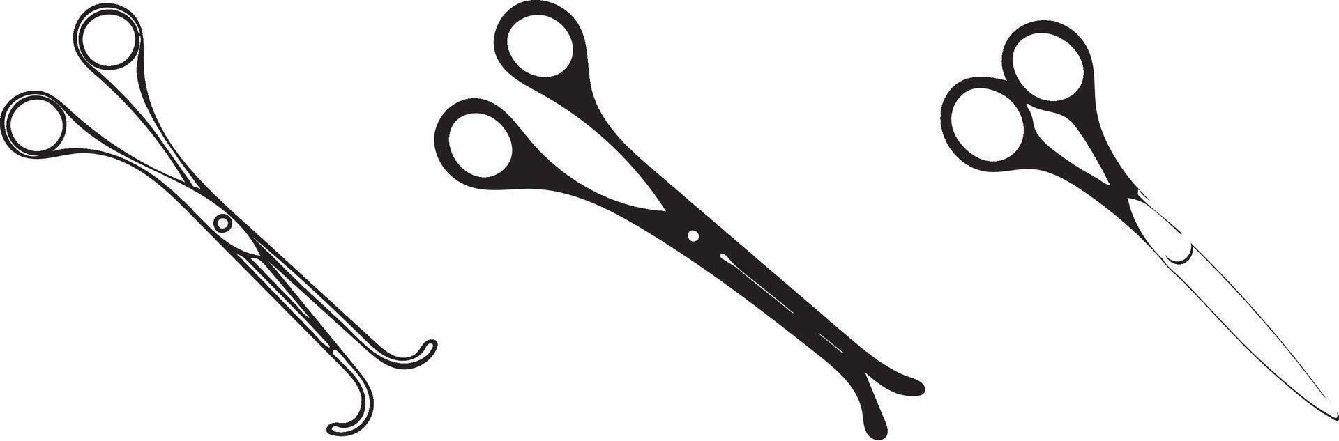Medical surgical scissors, silhouette line art on white background vector