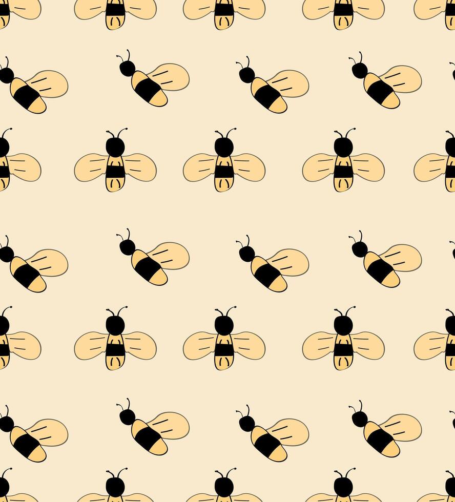 cute yellow bee seamless pattern. vector
