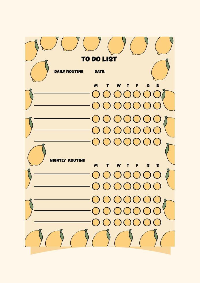 yellow lemon habit tracker vector