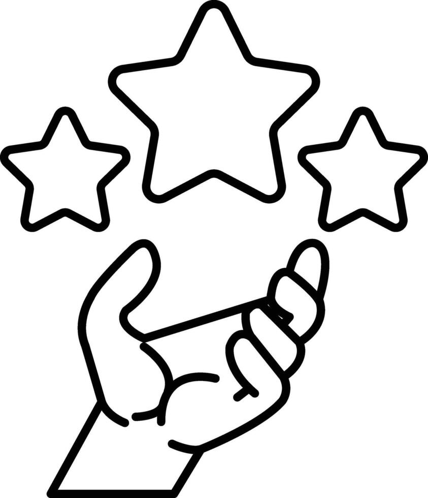hand holding three stars in line art style vector