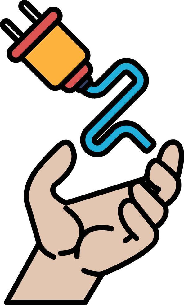 A hand holding a plug with a wire coming out of it vector