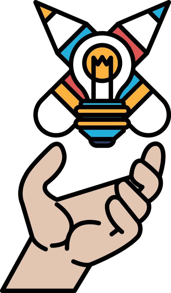 A hand is holding a light bulb vector