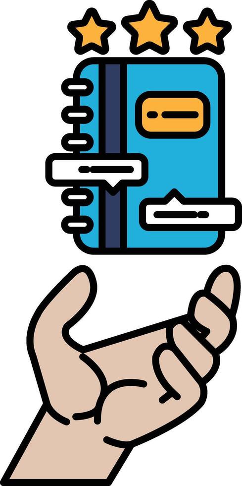 A hand holding a blue book with stars on it vector