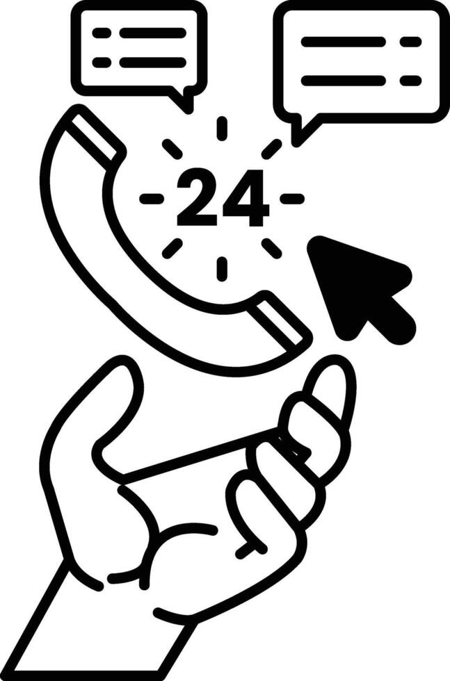 hand holding a phone with a dial and a arrow pointing to the right vector